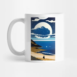 Starry Blue Moon bay abstract line art Mug